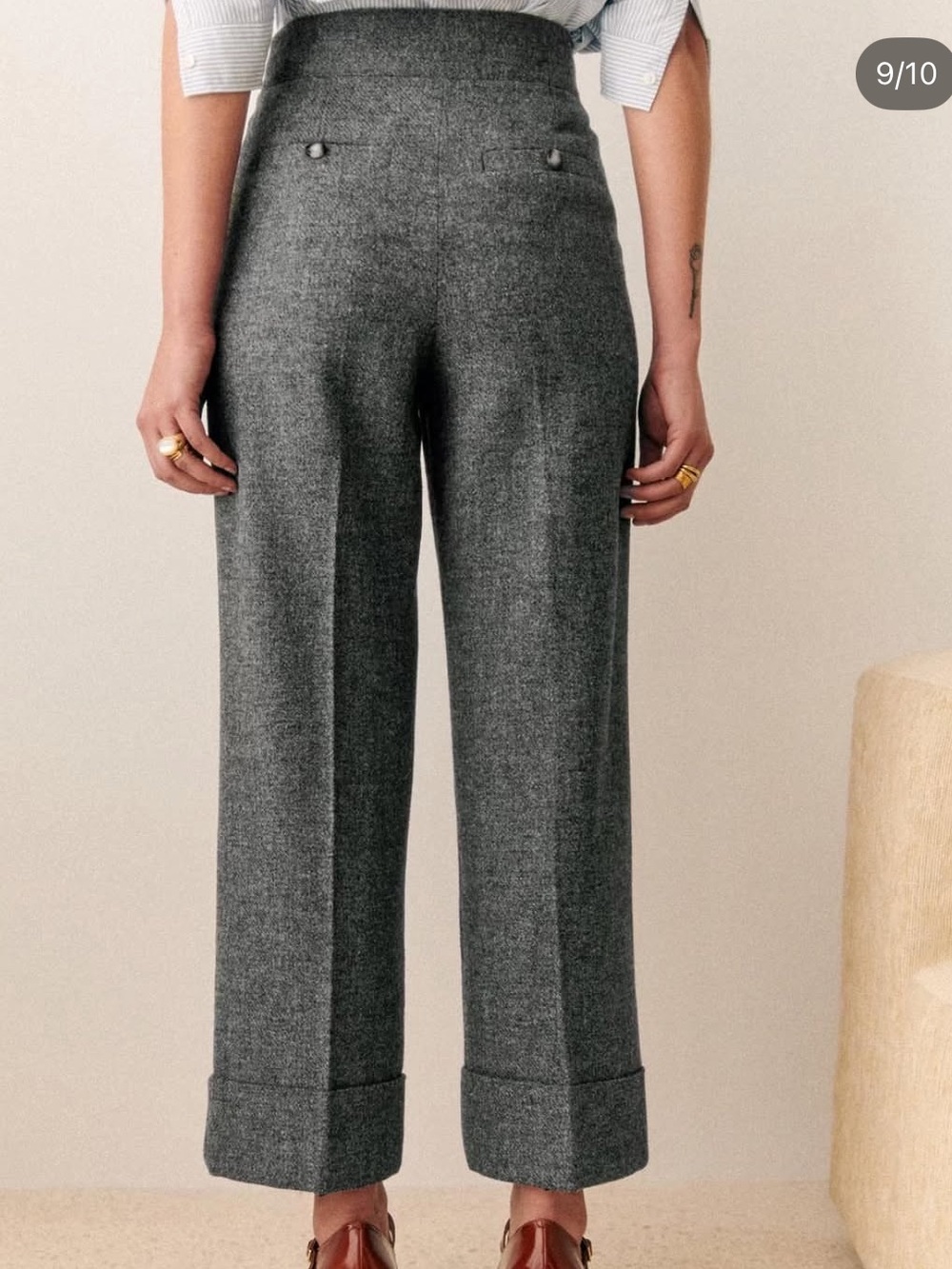 Sezane Damon Trousers Mottled Grey - Size 2 34 - Picture 2 of 9